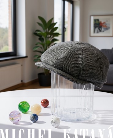 Кепка с козырьком, 8ми-клинка Мужская-Унисекс TWEED EDINBURG CLOUD из твида (Плотная Костюмно-Блейзерная ШЕРСТЬ) TWEED.8-EDINBURG/CLOUD